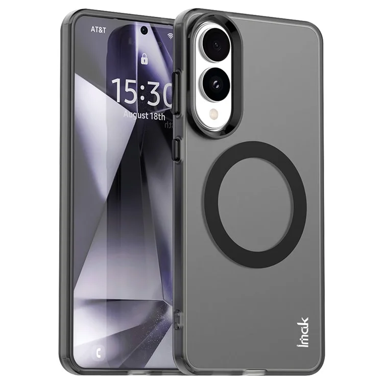 IMAK Pour Étui Samsung Galaxy S25 Edge Compatible avec MagSafe Couleur Bonbon Anti-Chute Couverture Arrière TPU + PET - Noir