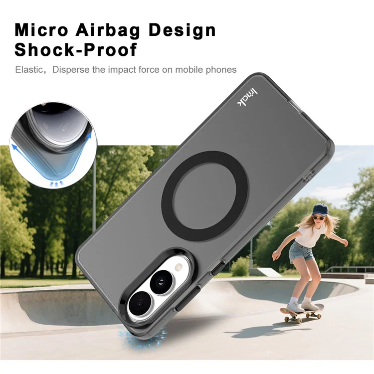 IMAK Pour Étui Samsung Galaxy S25 Edge Compatible avec MagSafe Couleur Bonbon Anti-Chute Couverture Arrière TPU + PET - Noir