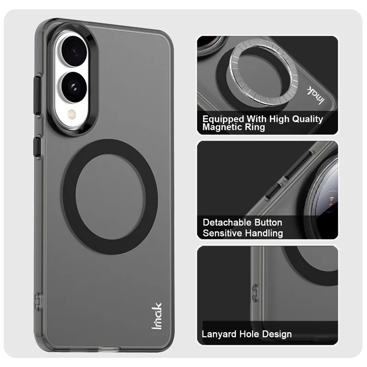 IMAK Pour Étui Samsung Galaxy S25 Edge Compatible avec MagSafe Couleur Bonbon Anti-Chute Couverture Arrière TPU + PET - Noir