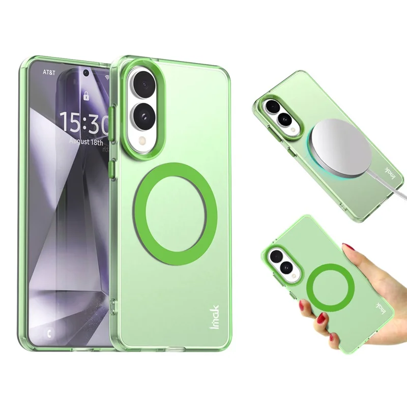 IMAK For Samsung Galaxy S25 Edge Magnetic Case Candy Color Anti Drop TPU + PET Back Cover - Green