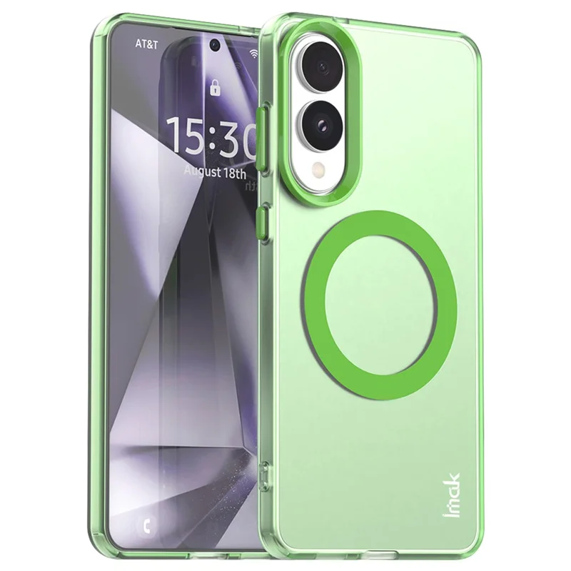 IMAK For Samsung Galaxy S25 Edge Magnetic Case Candy Color Anti Drop TPU + PET Back Cover - Green