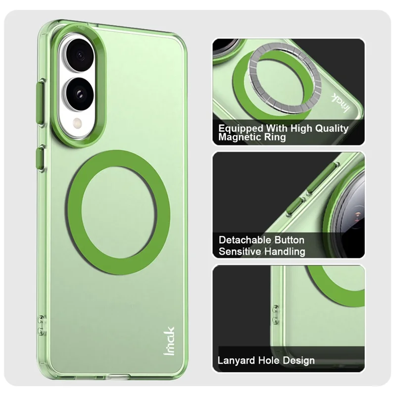 IMAK For Samsung Galaxy S25 Edge Magnetic Case Candy Color Anti Drop TPU + PET Back Cover - Green