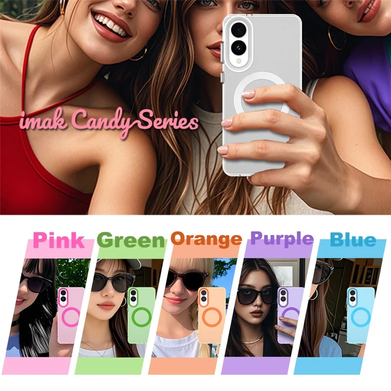 IMAK For Samsung Galaxy S25 Edge Magnetic Case Candy Color Anti Drop TPU + PET Back Cover - Green