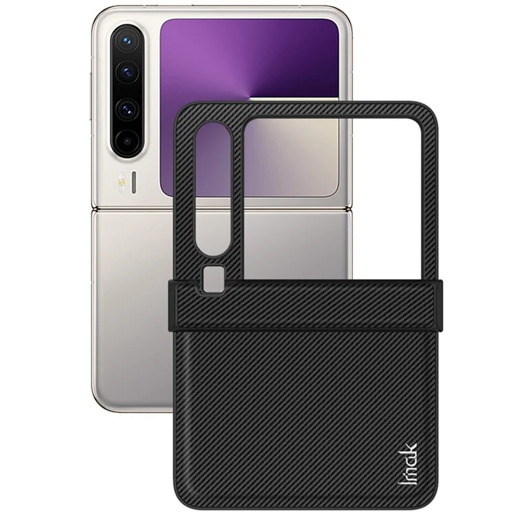 IMAK Ruiyi Series per Cover Huawei Pura X - Custodia in Pelle con Texture Fibra di Carbonio + PC