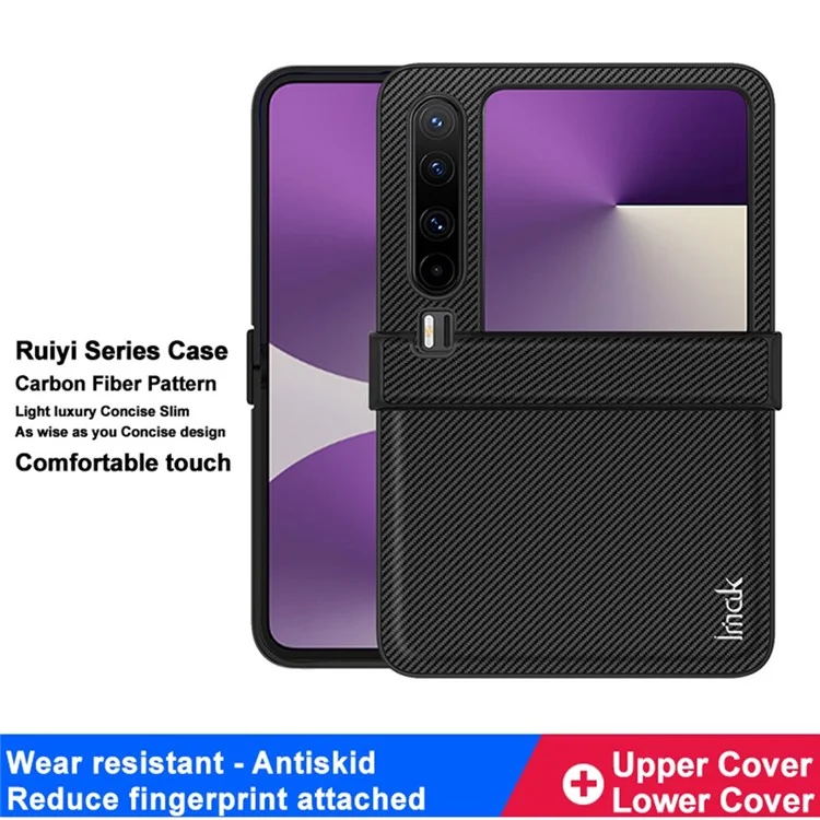 IMAK Ruiyi Series per Cover Huawei Pura X - Custodia in Pelle con Texture Fibra di Carbonio + PC