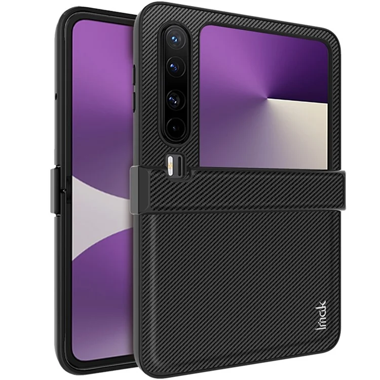 IMAK Ruiyi Series per Cover Huawei Pura X - Custodia in Pelle con Texture Fibra di Carbonio + PC