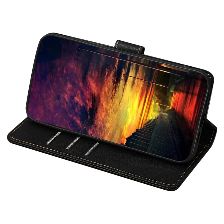 Capa de Couro para vivo Y29s 5G / Y04 4G com Bloqueio RFID Carteira - Preto
