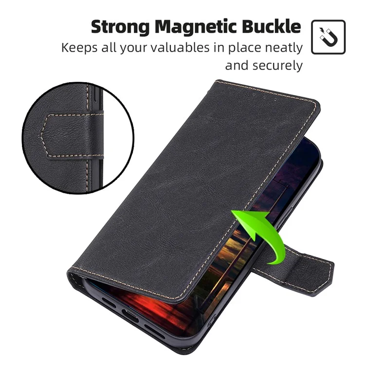 Capa de Couro para vivo Y29s 5G / Y04 4G com Bloqueio RFID Carteira - Preto