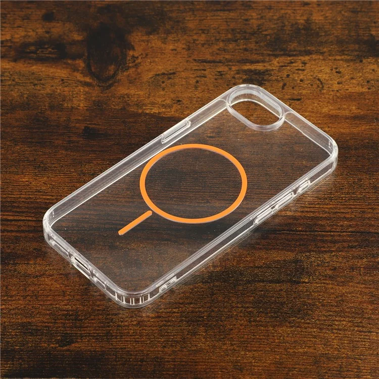 Funda Magnética Marrón Transparente de TPU Acrílico para iPhone 16e con Tapa Trasera