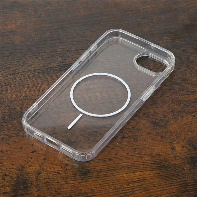 Funda Magnética Marrón Transparente de TPU Acrílico para iPhone 16e con Tapa Trasera