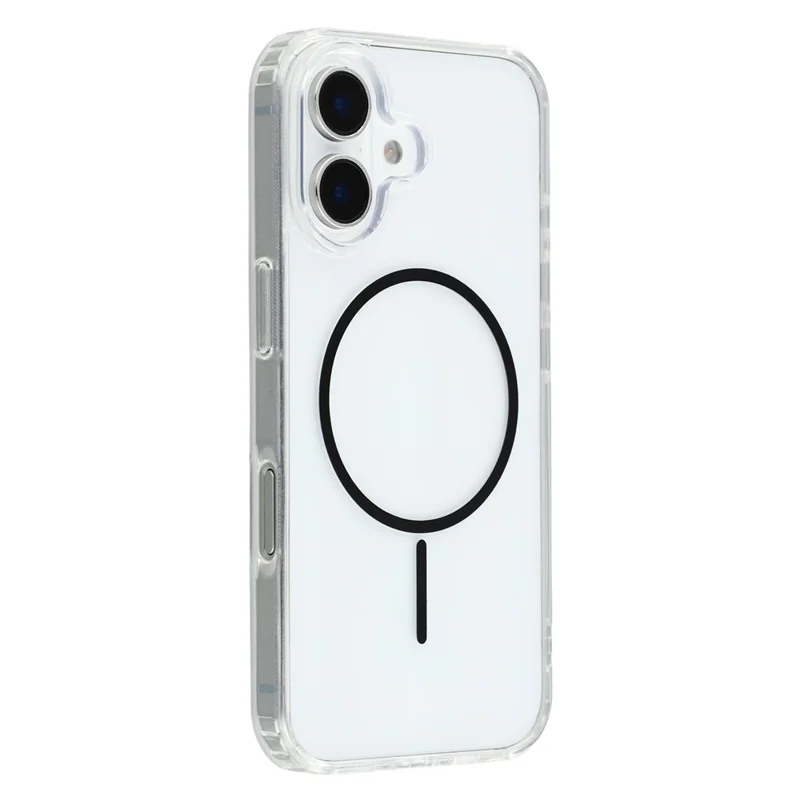 For iPhone 16 Magnetic Case Acrylic TPU Clear Phone Back Cover - Black
