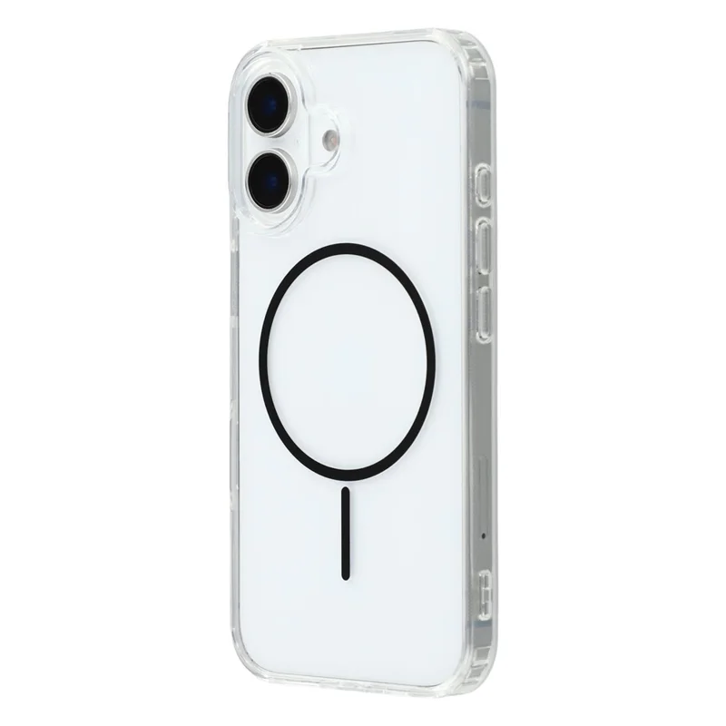 For iPhone 16 Magnetic Case Acrylic TPU Clear Phone Back Cover - Black