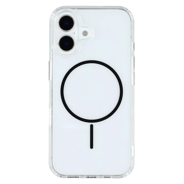 For iPhone 16 Plus Magnetic Case Acrylic TPU Clear Phone Back Cover - Black