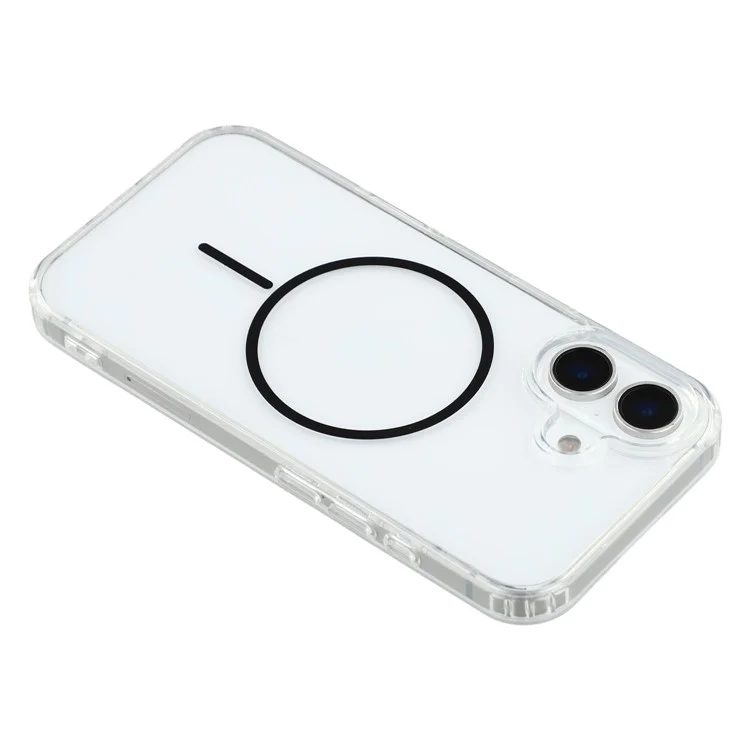For iPhone 16 Plus Magnetic Case Acrylic TPU Clear Phone Back Cover - Black