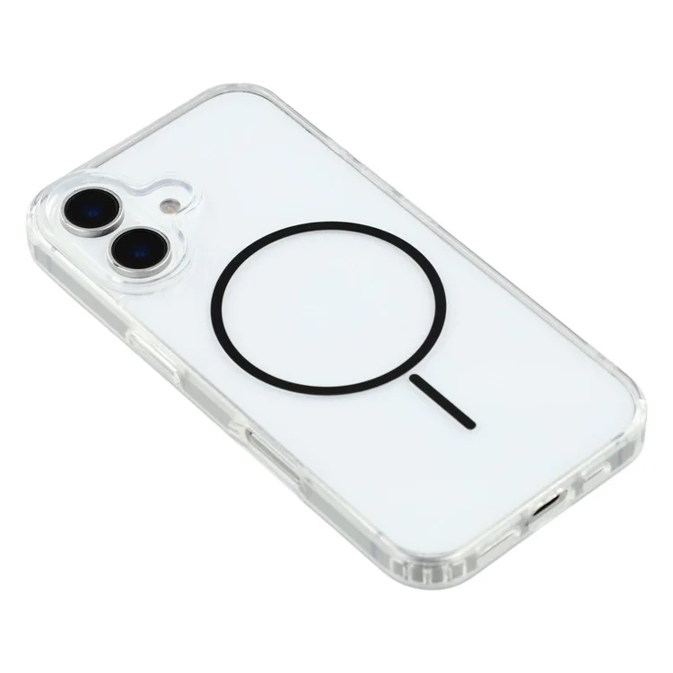 For iPhone 16 Plus Magnetic Case Acrylic TPU Clear Phone Back Cover - Black