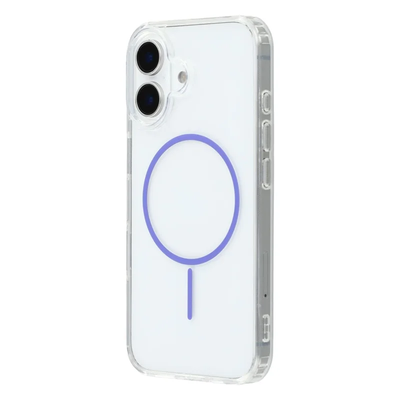 For iPhone 16 Plus Magnetic Case Acrylic TPU Clear Phone Back Cover - Purple