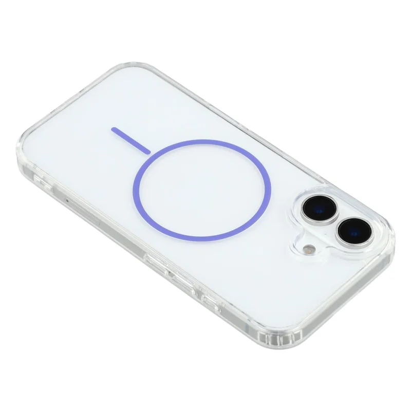 For iPhone 16 Plus Magnetic Case Acrylic TPU Clear Phone Back Cover - Purple