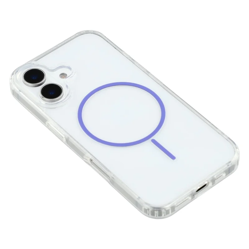 For iPhone 16 Plus Magnetic Case Acrylic TPU Clear Phone Back Cover - Purple