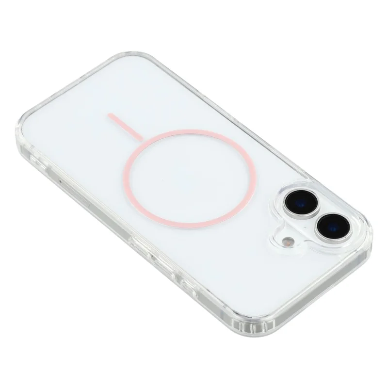 For iPhone 16 Plus Magnetic Case Acrylic TPU Clear Phone Back Cover - Pink