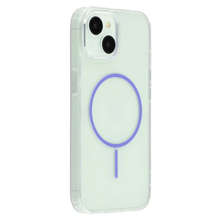 Pour iPhone 15 Étui Magnétique Transparent en Acrylique et TPU - Violet