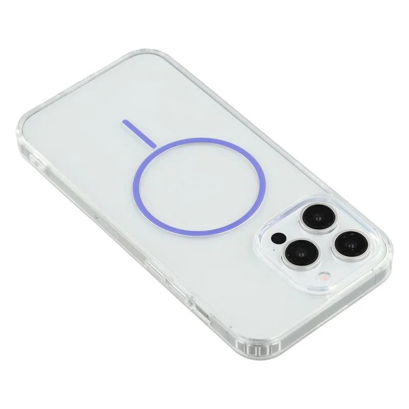 For iPhone 15 Pro Magnetic Case Acrylic TPU Clear Phone Back Cover - Purple