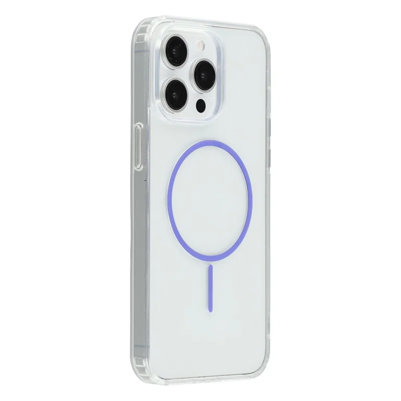 For iPhone 15 Pro Max Magnetic Case Acrylic TPU Clear Phone Back Cover - Purple