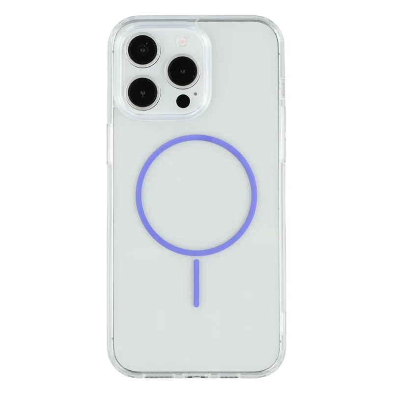 For iPhone 15 Pro Max Magnetic Case Acrylic TPU Clear Phone Back Cover - Purple