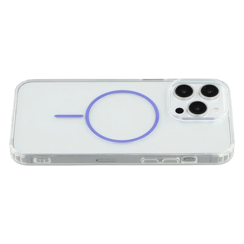 For iPhone 15 Pro Max Magnetic Case Acrylic TPU Clear Phone Back Cover - Purple