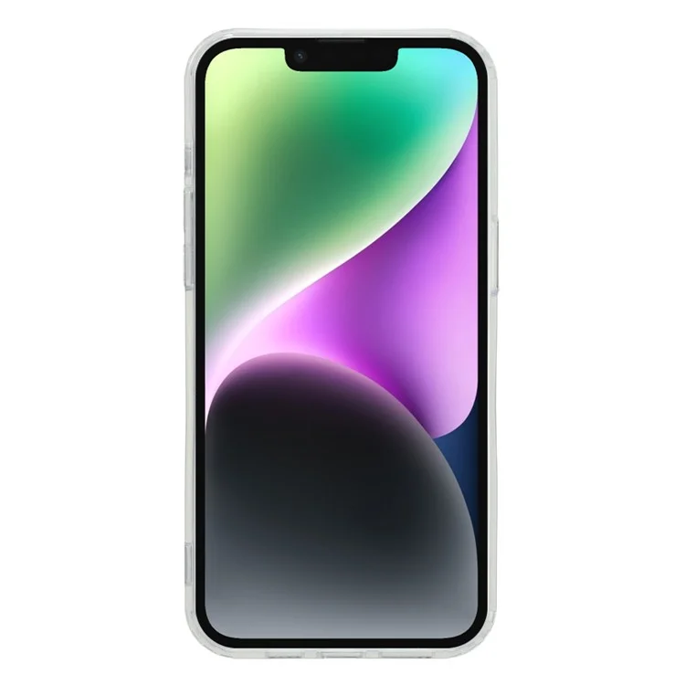 For iPhone 14 Magnetic Case Acrylic TPU Clear Phone Back Cover - Purple