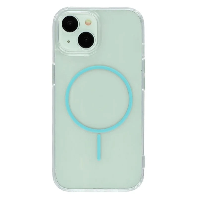 For iPhone 14 Magnetic Case Acrylic TPU Clear Phone Back Cover - Green
