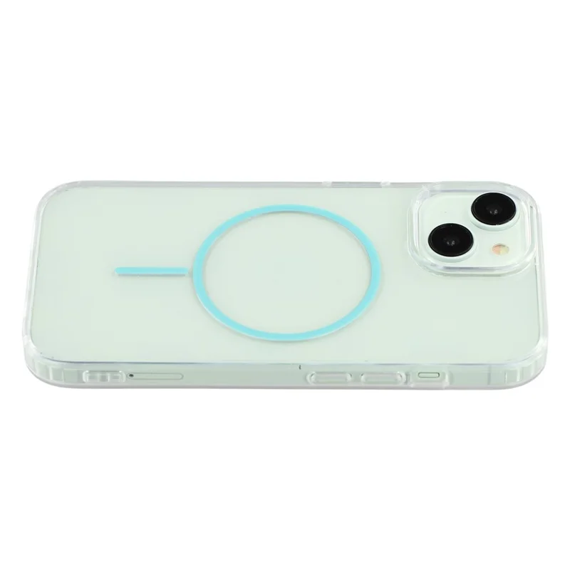 For iPhone 14 Magnetic Case Acrylic TPU Clear Phone Back Cover - Green
