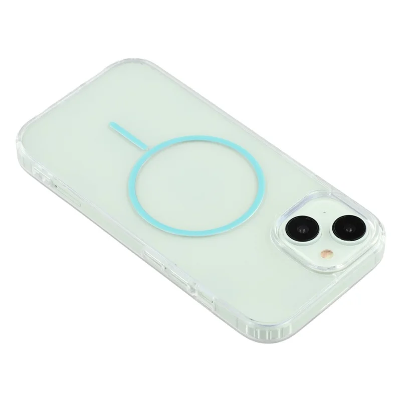 For iPhone 14 Magnetic Case Acrylic TPU Clear Phone Back Cover - Green