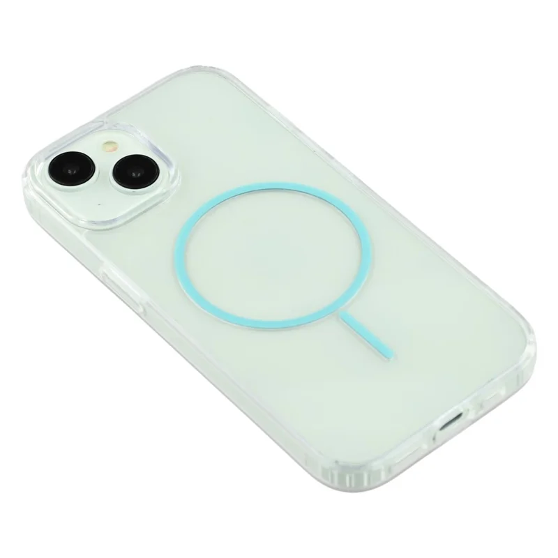 For iPhone 14 Magnetic Case Acrylic TPU Clear Phone Back Cover - Green