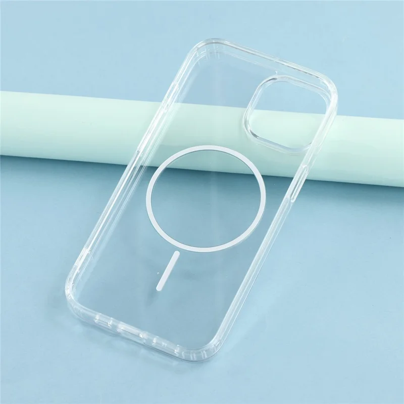 For iPhone 14 Magnetic Case Acrylic TPU Clear Phone Back Cover - Green