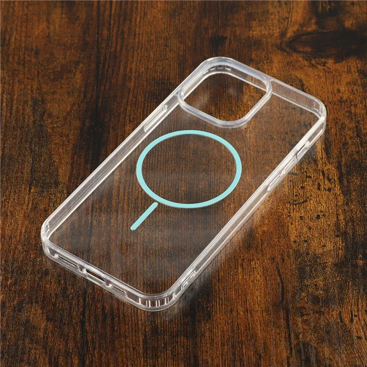 Pour iPhone 14 Pro Max Coque Magnétique Transparente en Acrylique et TPU - Vert