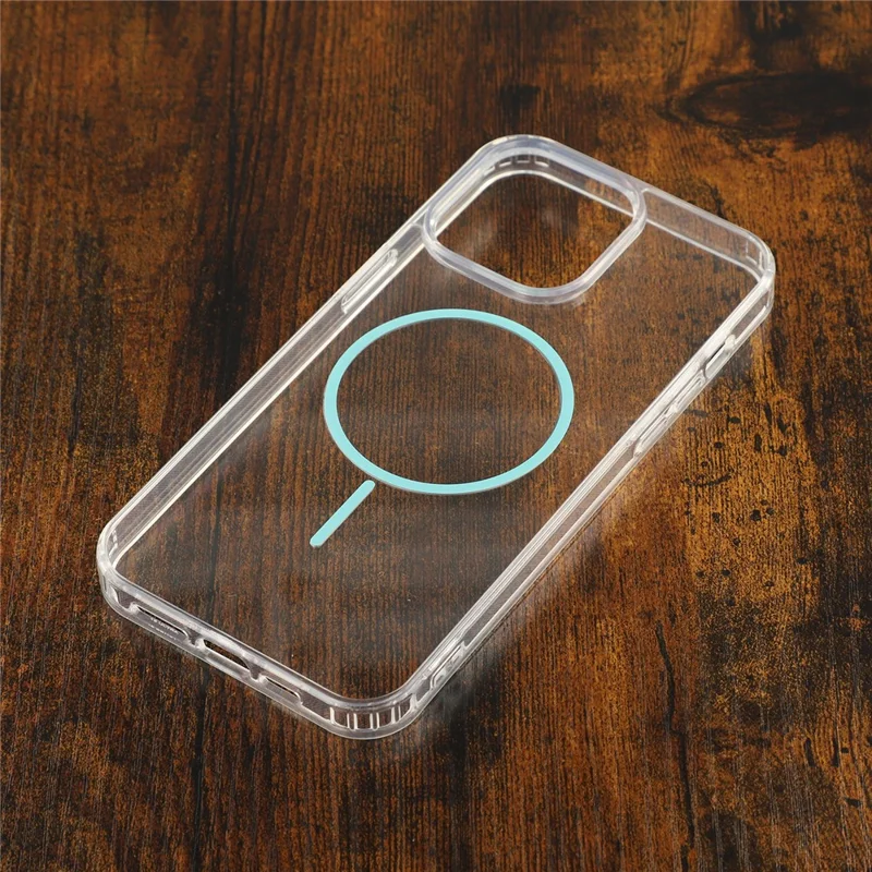 For iPhone 13 Pro Magnetic Case Acrylic TPU Clear Phone Back Cover - Green