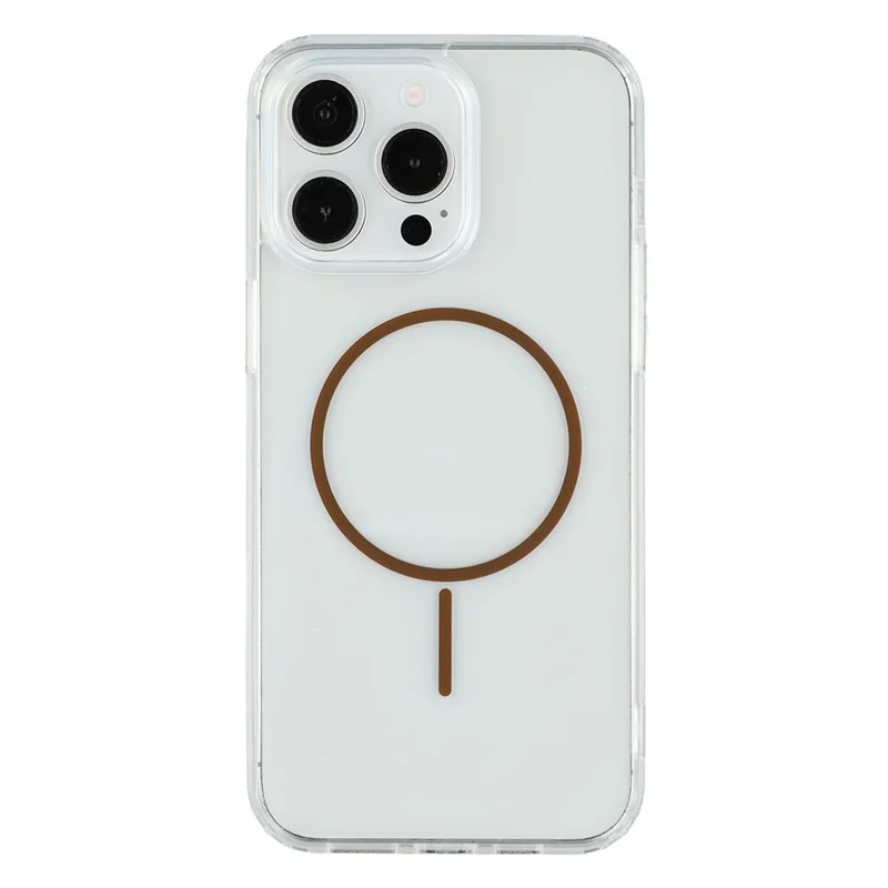 For iPhone 13 Pro Max Magnetic Case Acrylic TPU Clear Phone Back Cover - Coffee