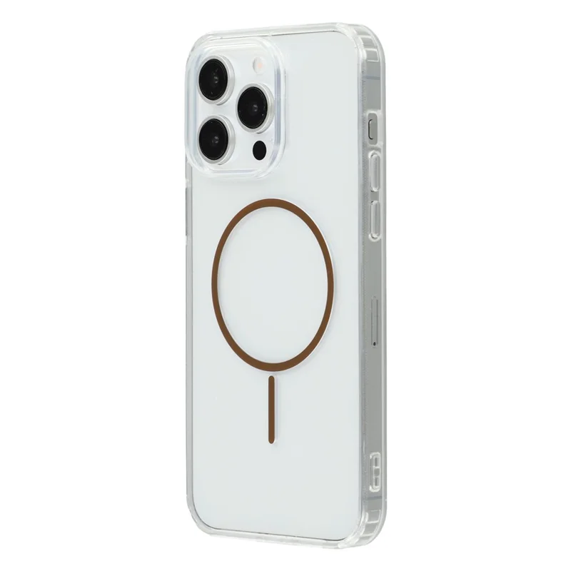 For iPhone 13 Pro Max Magnetic Case Acrylic TPU Clear Phone Back Cover - Coffee