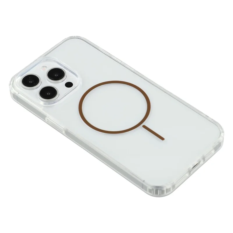 For iPhone 13 Pro Max Magnetic Case Acrylic TPU Clear Phone Back Cover - Coffee