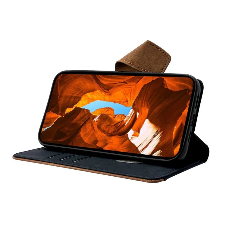 Capa para vivo Y29s 5G / Y04 4G com Bloqueio RFID, Divisão de Cores, Couro PU, Carteira para Celular - Preto