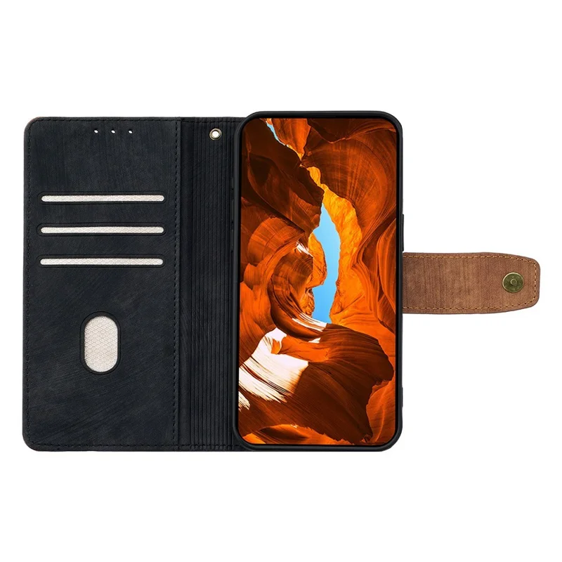 For Honor X8c 4G Case RFID Blocking Color Splicing PU Leather Wallet Phone Cover - Black