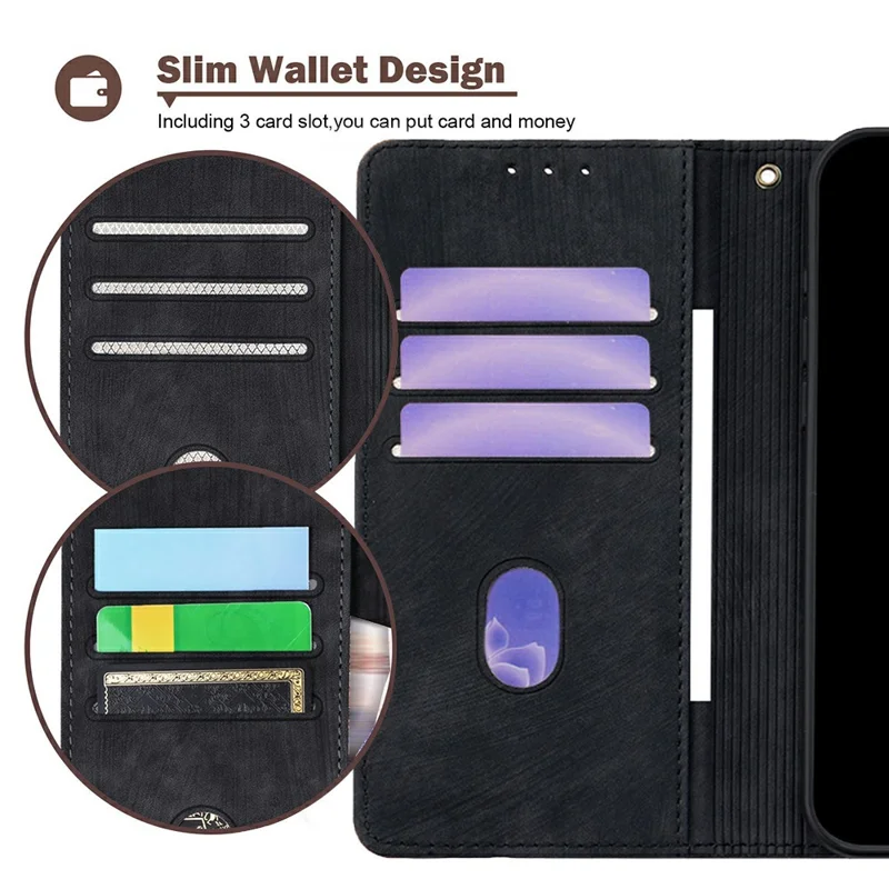 For Honor X8c 4G Case RFID Blocking Color Splicing PU Leather Wallet Phone Cover - Black