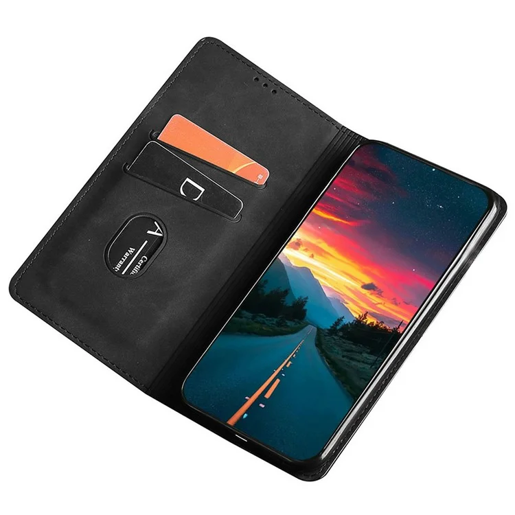 Capa para vivo Y29s 5G / Y04 4G com Porta-Cartões em Couro PU com Fechamento Magnético - Preto