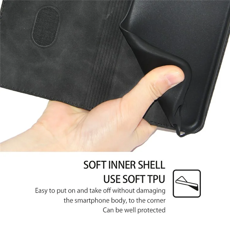 Capa para vivo Y29s 5G / Y04 4G com Porta-Cartões em Couro PU com Fechamento Magnético - Preto