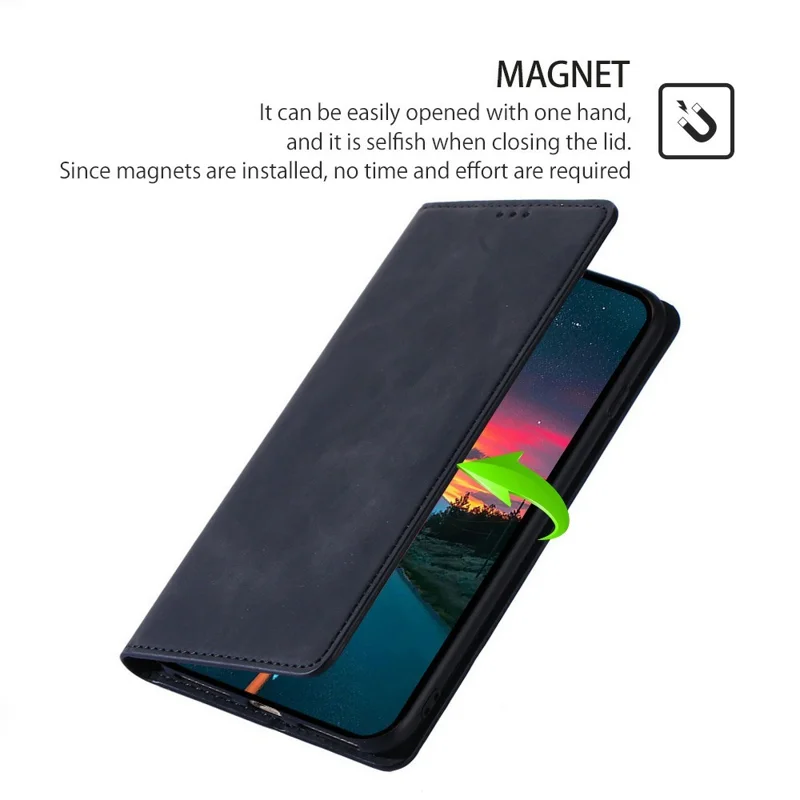 For Honor X8c 4G Case Card Holder PU Leather Magnetic Closing Phone Cover - Black