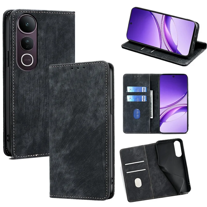 For vivo V50 Lite 5G Case RFID Blocking Wallet Leather Phone Cover - Black