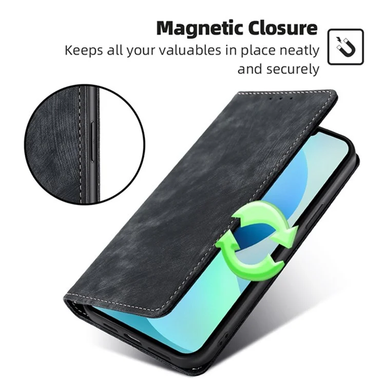 Capa para vivo Y29s 5G / Y04 4G com Carteira Bloqueadora de RFID em Couro - Preto