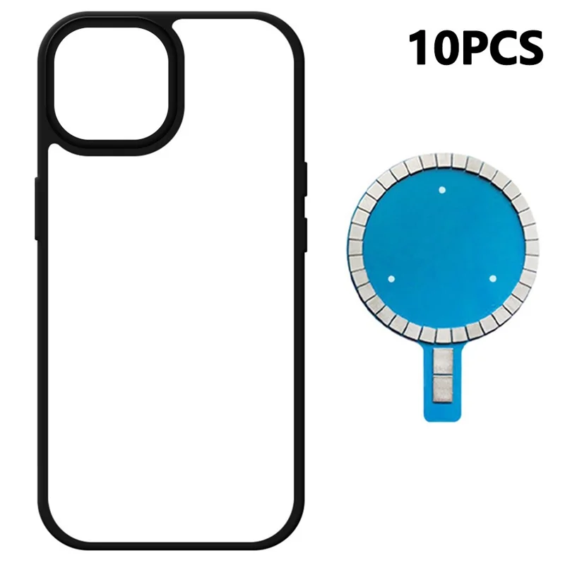 10Pcs For iPhone 14 Plus Case DIY Blank Heat Transfer TPU + PC Phone Back Cover with Magnetic Ring