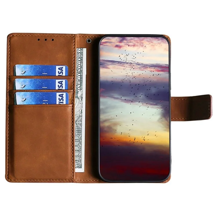 Capa de Couro PU com Textura de Crocodilo para Vivo Y29s 5G / Y04 4G - Marrom