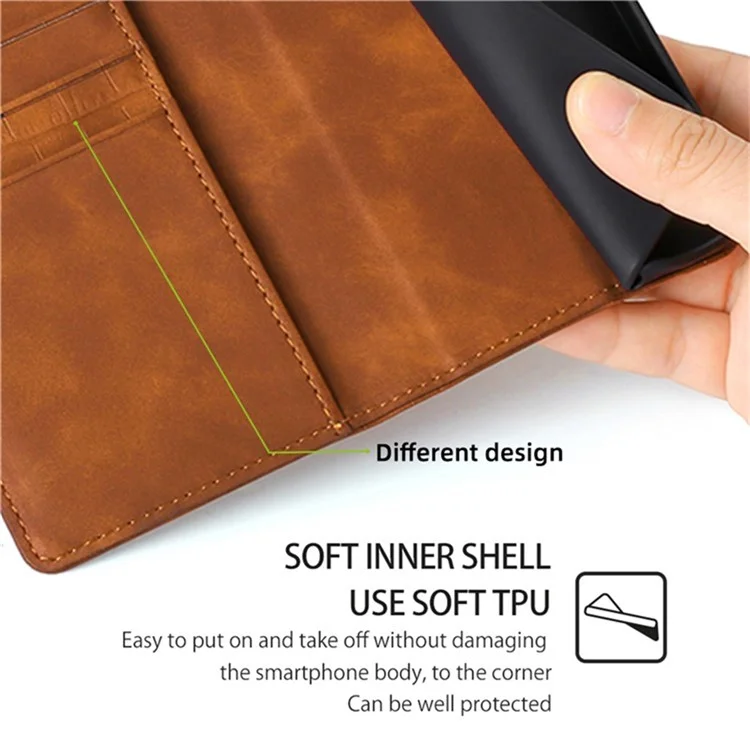 Capa de Couro PU com Textura de Crocodilo para Vivo Y29s 5G / Y04 4G - Marrom